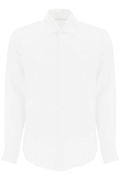 Shop Agnona Classic Linen Shirt In White