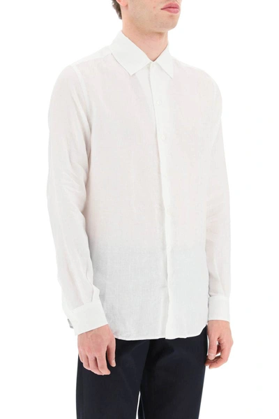 Shop Agnona Classic Linen Shirt In White