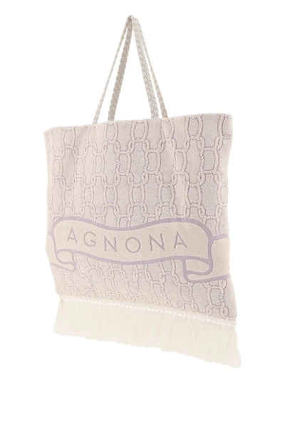 Shop Agnona Cotton Tote Bag In Multicolor