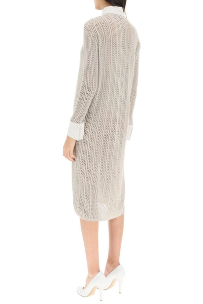 Shop Agnona Linen, Cashmere And Silk Knit Shirt Dress In Beige