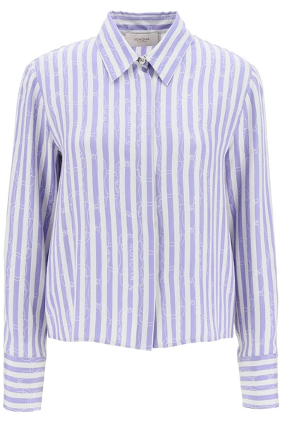 Shop Agnona Striped Shirt With Ribbon Motif In Multicolor