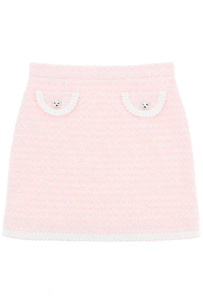 Shop Alessandra Rich Tweed Mini Skirt In Pink