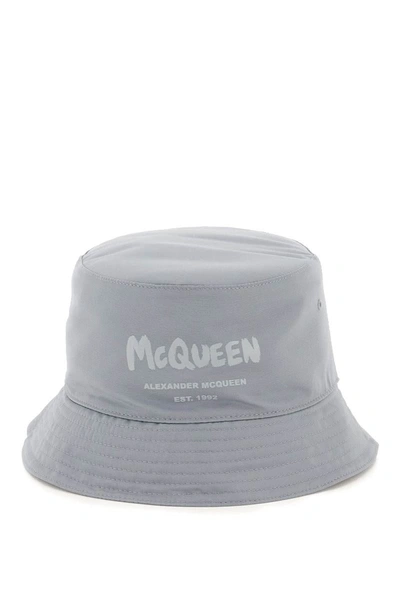Shop Alexander Mcqueen Mcqueen Graffiti Bucket Hat In Grey