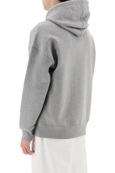Shop Ami Alexandre Mattiussi Ami Paris Hoodie With Lettering Embroidery In Grey