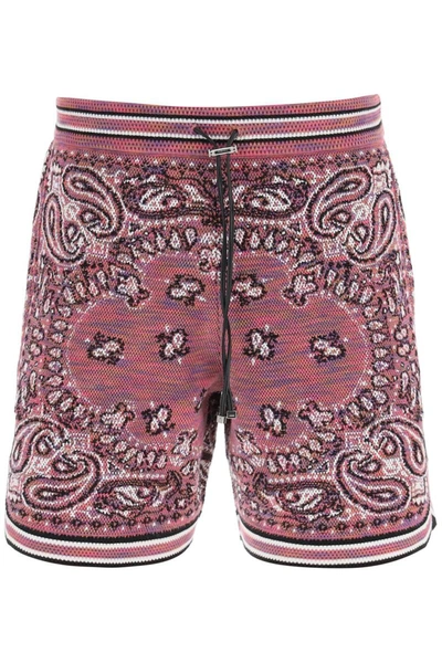 Shop Amiri Bandana Jacquard Knit Bermuda Shorts In Multicolor