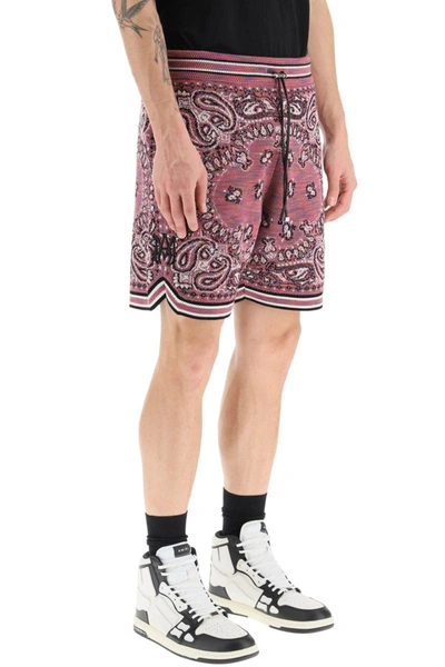 Shop Amiri Bandana Jacquard Knit Bermuda Shorts In Multicolor