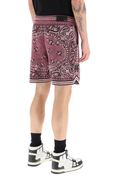 Shop Amiri Bandana Jacquard Knit Bermuda Shorts In Multicolor