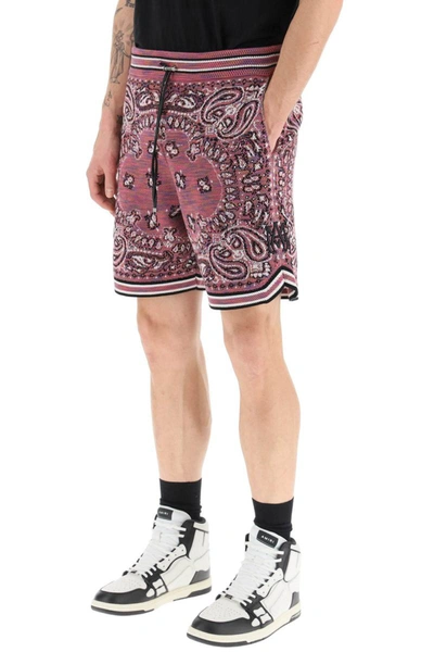 Shop Amiri Bandana Jacquard Knit Bermuda Shorts In Multicolor