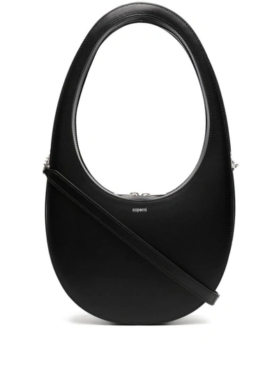 Coperni Leather Shoulder Bag With Croco Print In Black