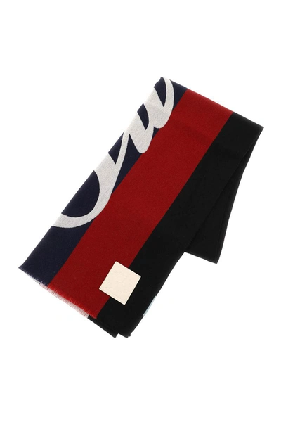 Shop Bally Jacquard Wool Scarf In Multicolor