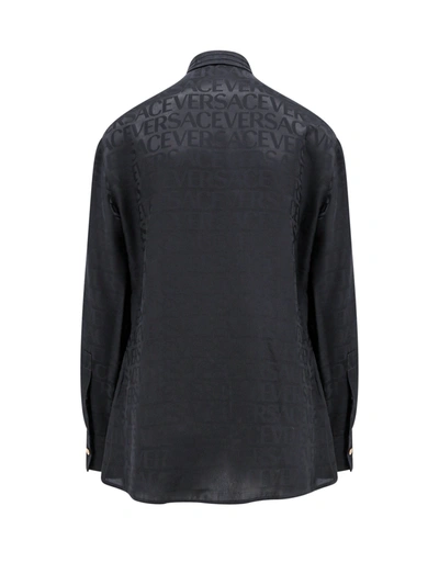 Shop Versace Viscose And Silk Shirt With All-over Logo