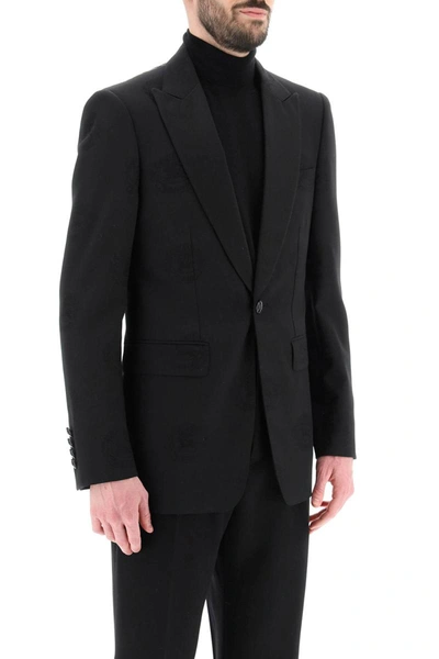 Shop Burberry Tuxedo Jacket With Jacquard Details In Black