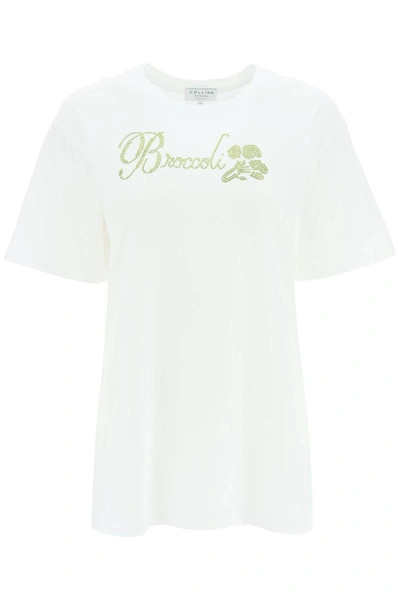 Shop Collina Strada Organic Cotton T-shirt With Rhinestones In White