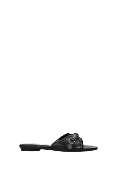 Shop Balenciaga Slippers And Clogs Leather Black