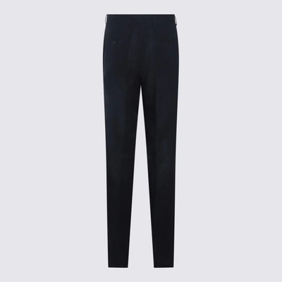 Shop Dolce & Gabbana Navy Blue Linen Pants