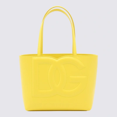 Shop Dolce & Gabbana Yellow Leather Tote Bag