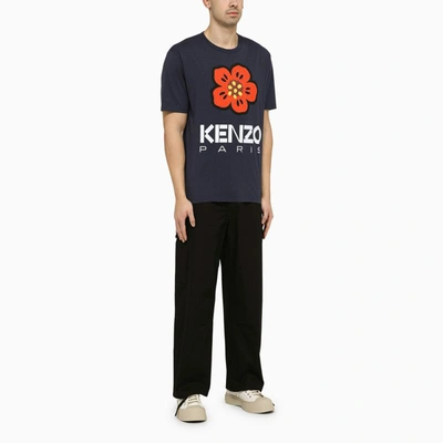 Shop Kenzo Midnight Blue T-shirt With Logo In Multicolor