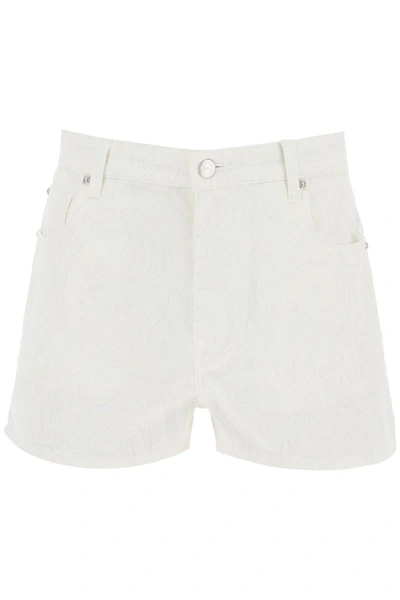 Shop Etro Paisley Denim Shorts In White