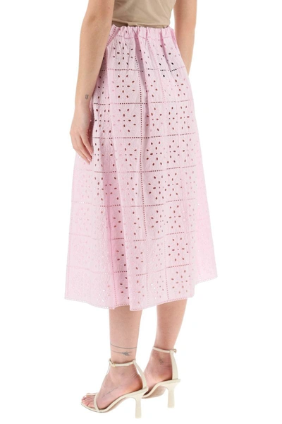 Shop Ganni Broderie Anglaise Skirt In Purple