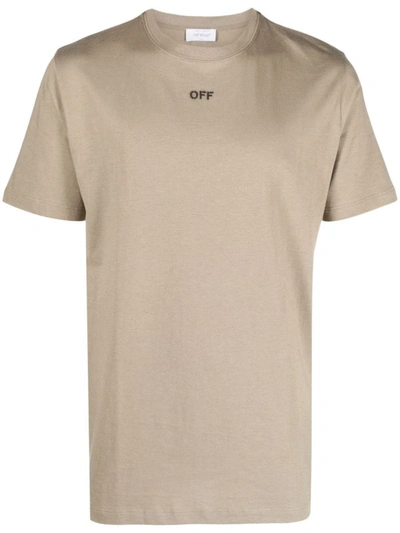 Shop Off-white Logo-embroidered T-shirt In Beige