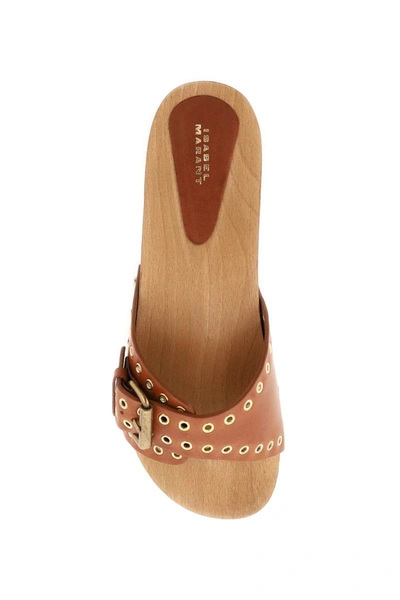 Shop Isabel Marant 'jaso' Leather Slides In Brown