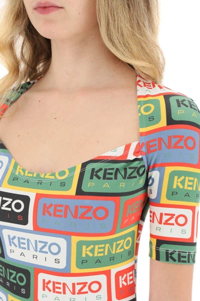 Shop Kenzo ' Labels' Mini Dress In Multicolor