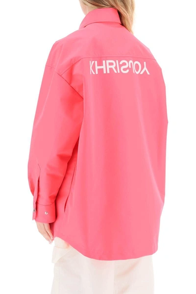 Shop Khrisjoy Oversized Boyfriend Shirt Jacket In Multicolor