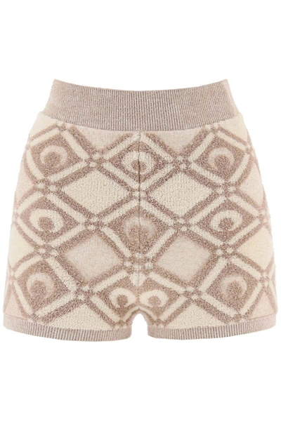 Shop Marine Serre Jacquard Knitted Shorts In Beige