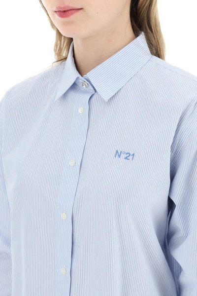 Shop N°21 N.21 Striped Shirt With Jewel Buttons In Multicolor
