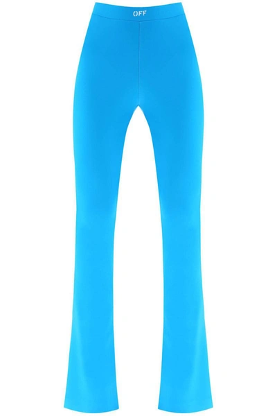 Shop Off-white Techno-jersey Flared Leggings In Blue