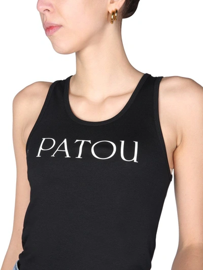 Shop Patou Top With Logo Print In Black