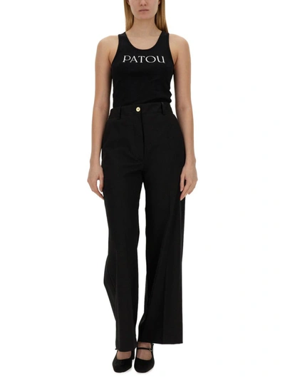 Shop Patou Top With Logo Print In Black
