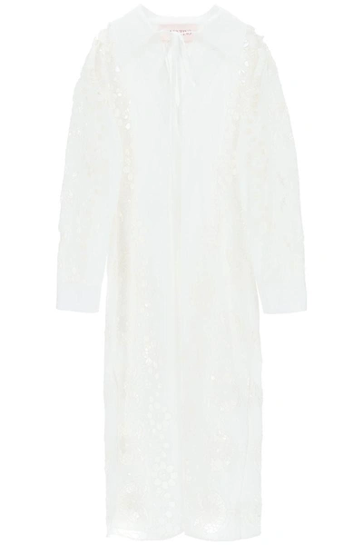 Shop Valentino Maxi Dress In  Broderie Infinie Flower In White