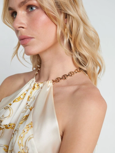 Shop L Agence Tillie Silk Chain-neck Top In Ecru Multi Oversized Chain