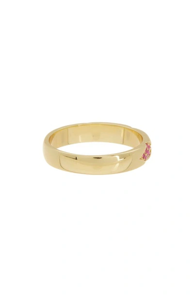 Shop Covet Pink Cz Band Ring In Pink/ Gold