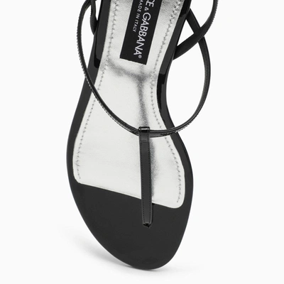 Shop Dolce & Gabbana Dolce&gabbana Black Patent Leather Thong Sandal With Chain Women