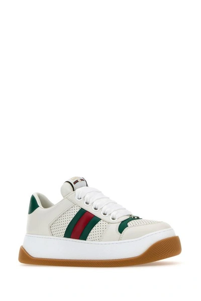 Shop Gucci Woman White Leather Screener Sneakers