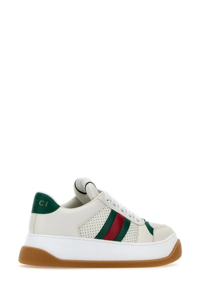 Shop Gucci Woman White Leather Screener Sneakers