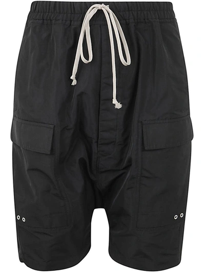 Shop Rick Owens Drawstring Drop-crotch Cargo Shorts In Black
