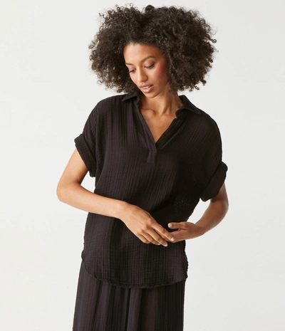 Michael Stars Gigi Gauze Popover Top In Olive