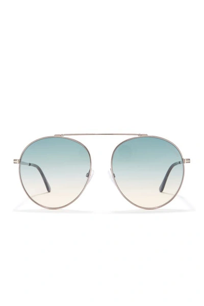 Shop Tom Ford Simone 58mm Round Sunglasses In Sgun/blug
