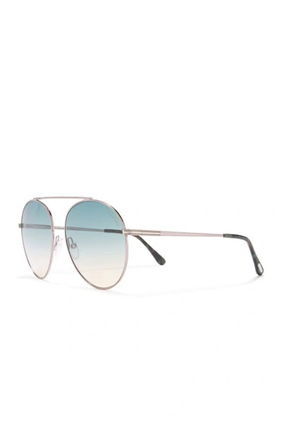 Shop Tom Ford Simone 58mm Round Sunglasses In Sgun/blug