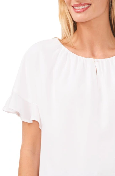 Shop Cece Ruffle Sleeve Crepe Blouse In New Ivory