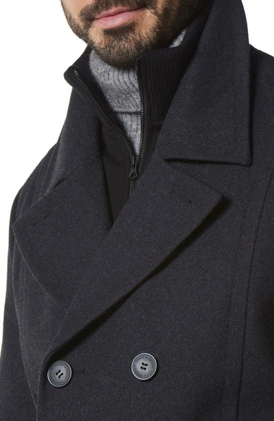 Marc New York Men's Danton Peacoat With Inset Bib In Charcoal
