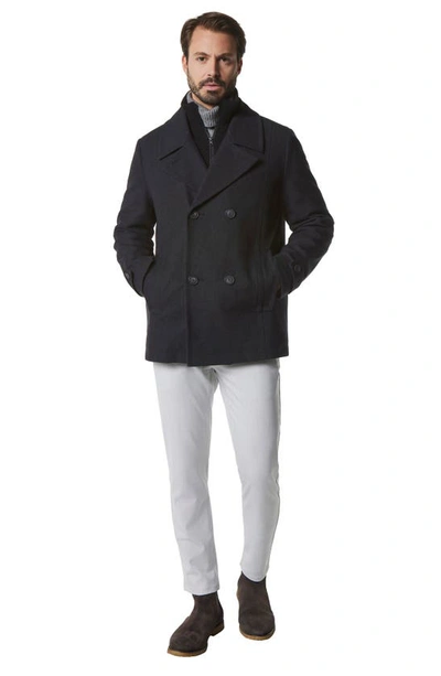 Marc New York Men's Danton Peacoat With Inset Bib In Charcoal