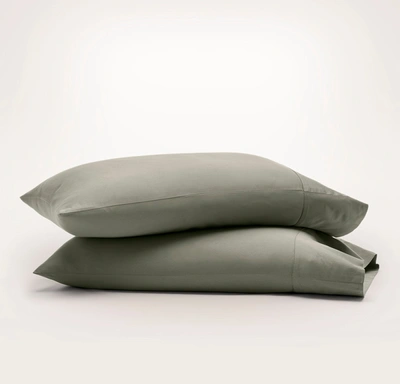 Shop Boll & Branch Organic Signature Hemmed Pillowcase Set In Juniper [hidden]