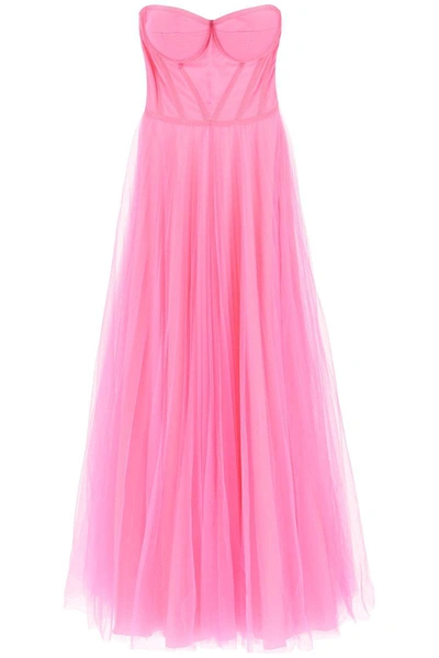 Shop 19:13 Dresscode 1913 Dresscode Long Tulle Bustier Dress In Fuchsia
