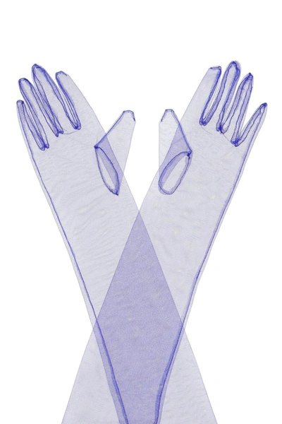 Shop 19:13 Dresscode 1913 Dresscode Long Sheer Tulle Gloves In Blue