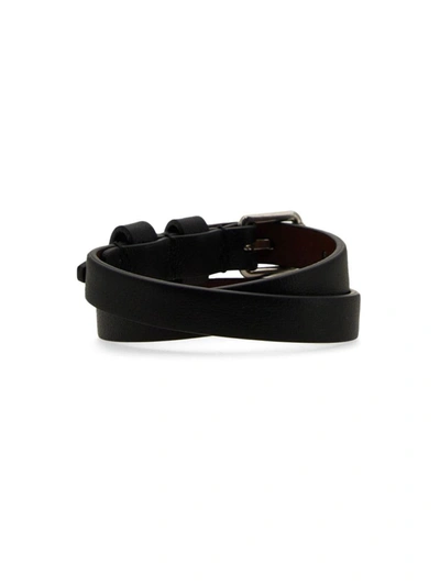Shop Alexander Mcqueen Double Twist Bracelet In Black