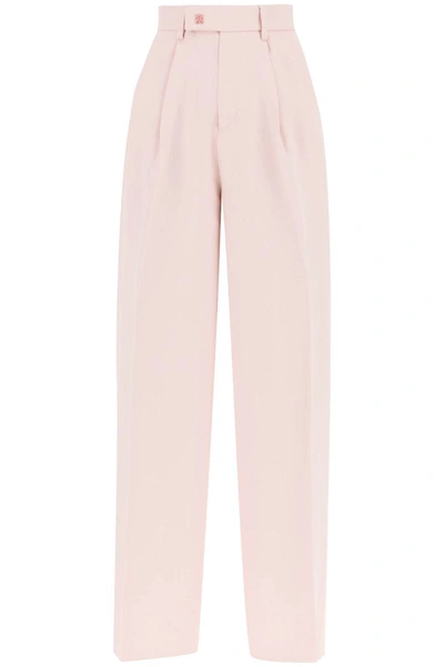 Shop Amiri Pants With Wide Leg And Pleats In Pink